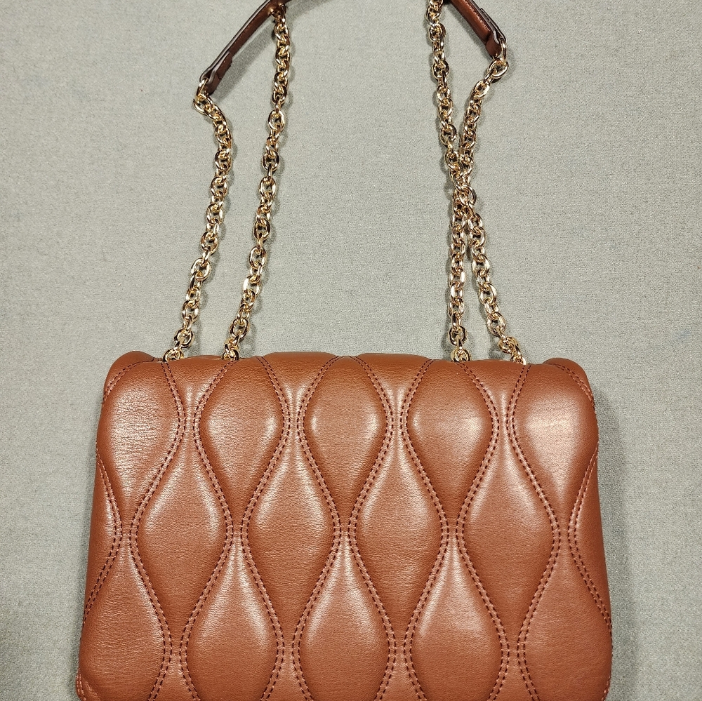 Nine West Deep Brown Flap Chain Bag